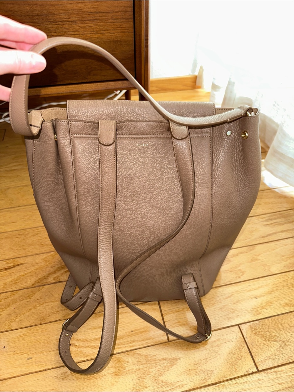 Cuyana 13-inch Leather Backpack in Cappuccino - Picture 3 of 4